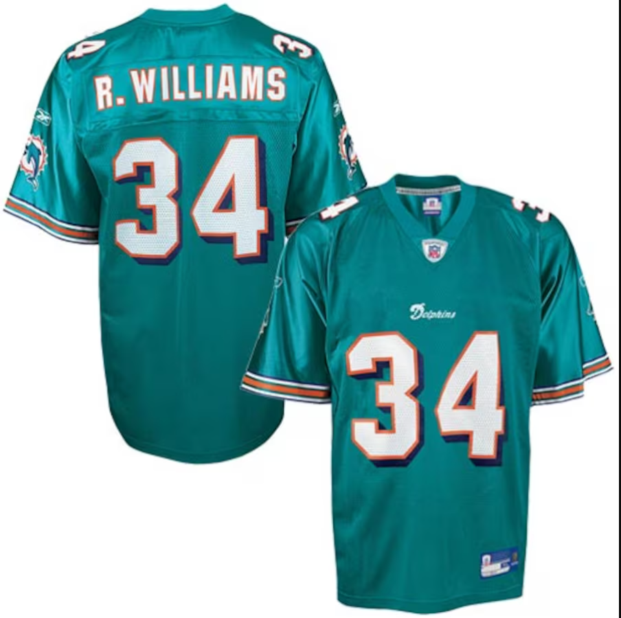 Men NFL  Miami Dolphins #34 Ricky Williams  green 2025 reebok Jersey->miami dolphins->NFL Jersey